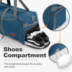 40L Foldable Duffle Bag for Travel Men & Women Carry On 22"x14"x9" Airline Approved (Aegean Blue / 40L)