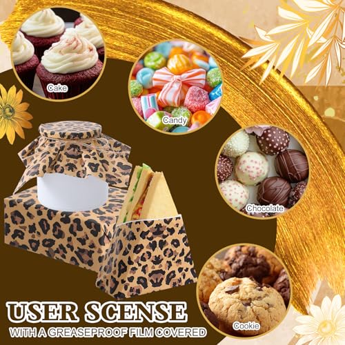 100 Pcs Leopard Print Wax Paper Sheets for Food Wrapping (Brown, Black / Leopard)