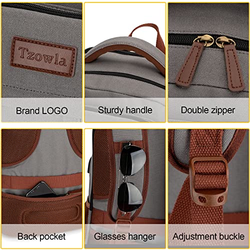 Canvas Laptop Backpack (15.6inch / A-khaki-grey)