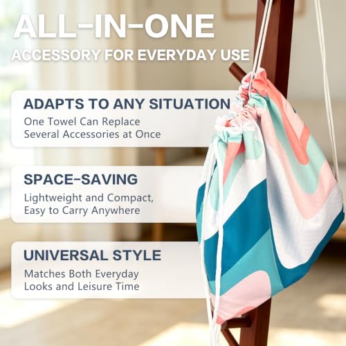 Beach Towel Backpack (1 Pack- Pink Blue / 75”x 35”)