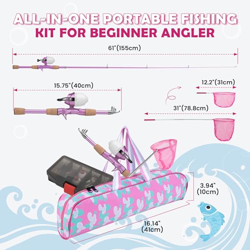 Kids Fishing Pole (Metallic Pink)