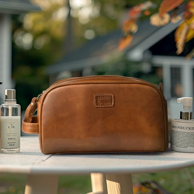 LEATHER VILLAGE Premium Leather Toiletry Travel Pouch - Image 6