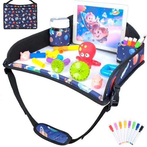 Kids Travel Tray for Toddler Car Seat (Blue Space)