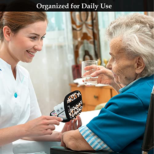Weekly Travel Pill Organizer Cute Pill Case with 7 Day Pill Box (1 Case + 1 Box / A. Brown 02)