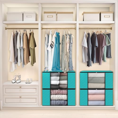 10 Pack Storage Bags for Clothes Blanket Storage Bins with Lids (10 Pack-60l / Green)