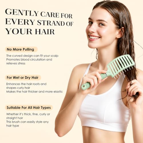 Hair Brush with Hair Clips (Green)
