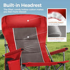 Heavy Duty 550LBS Padded Camping Chairs with Lumbar Support (Red / 1PC)