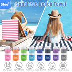 2 in 1 Microfiber Oversized Beach Towel (XL 72"x32"+24"x15" / Navy Blue Stripe)