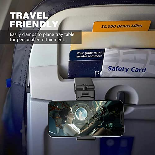Airplane Phone Holder Mount Universal in Flight Hands Free Viewing with Multi (Black / Black)
