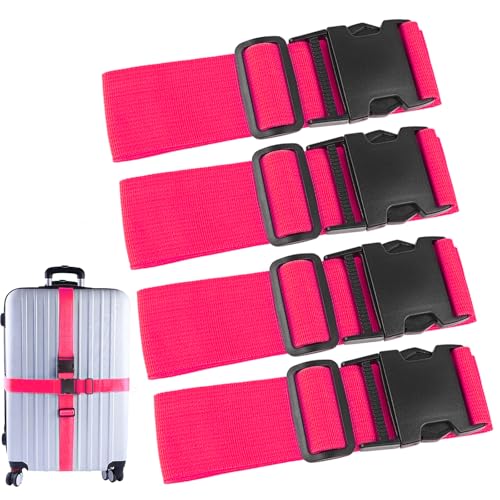 80In Luggage Straps for Suitcase Travel Belt Accessories (4Pcs Rose / 80 In Fix)
