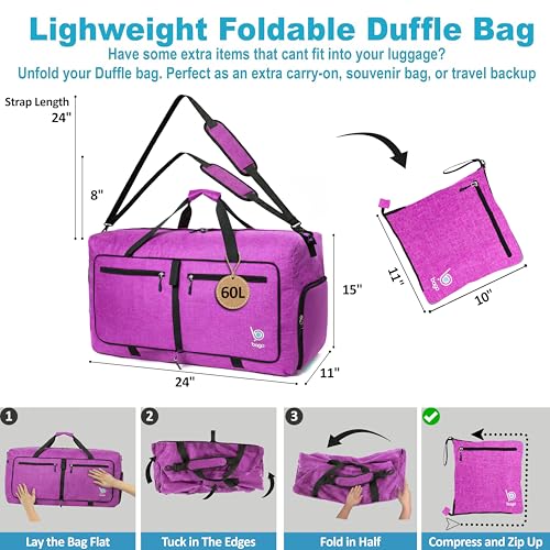 Travel Duffle Bags for Women & Men. Large Duffel Bag for Traveling (60L / SnowPink)