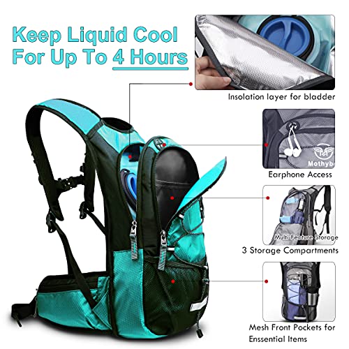 Insulated Hydration Backpack Pack with 3L BPA Free Bladder (Emerald)
