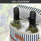 2 Bottle Wine Carrier Tote (Navy Stripes)
