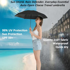 Small Compact Travel Umbrella with UV Protection for Sun & Rain (K-2 Pack Macha Green & Black)