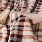 Sherpa Fleece Throw Blanket 80" x 90" Reversible Plush Fluffy Large Big Blanket Lattice Flannel Blankets for All Season Use (Beige Stripe / 80"*90")