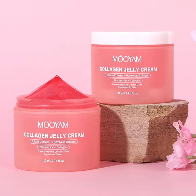 Collagen Jelly Cream - Korean Anti-Aging Face Moisturizer with Niacinamide & Hyaluronic Acid, Hydrolyzed Collagen for Wrinkles & Hydration, 3.71 fl.oz