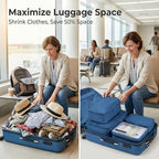 6 Set Compression Packing Cubes for 7 (Dark Blue / 6 Pack)