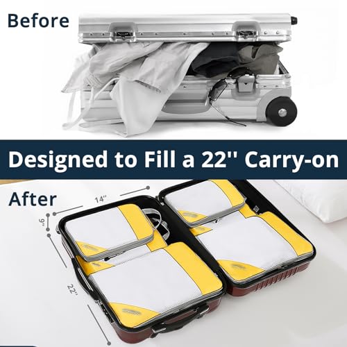 Compression Packing Cubes 6 Set (Golden Yellow / 6 pcs)
