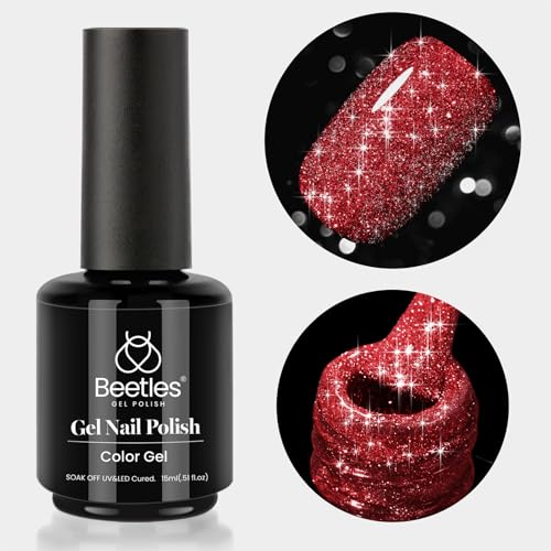 Beetles Red Gel Nail Polish (C - Flakie Red | Ruby Crown)