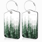 2 Pack Luggage Tags for Suitcases Watercolor Foggy Forest Leather Luggage Tags Privacy Cover ID Label with Stainless Steel Loop and Address Card for Women Men Travel Bag Backpack (Watercolor Foggy Forest)