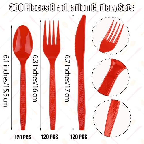 360 Pieces Red Plastic Cutlery Set (Red)