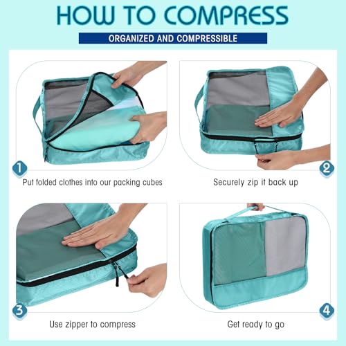 Packing Cubes for Suitcase Large Organizer Bags (Blue / Large)