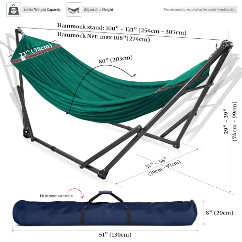 Double Hammock with Stand Included for 2 Persons (1. Peacock)