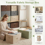 Fabric Storage Bins with Zipper Lids (Green / Large (Pack of 2))