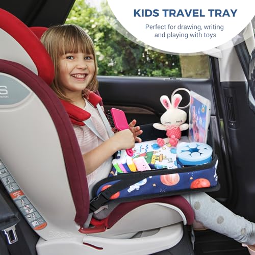 Kids Travel Tray for Toddler Car Seat (Blue Space)