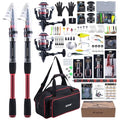 2 Pack 7ft 24T Telescopic Rod & Reel Combo for Freshwater Bass (Red - 2 Rods & 2 Reels Surf Fishing Combo (Oxford Bag) / 2.1M/7FT)
