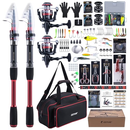 2 Pack 7ft 24T Telescopic Rod & Reel Combo for Freshwater Bass (Red - 2 Rods & 2 Reels Surf Fishing Combo (Oxford Bag) / 2.1M/7FT)