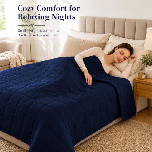 Weighted Blanket for Adults 25lbs （Queen Size (03-navy Blue / 60" x 80" | 25lbs)