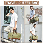 60L Canvas Duffle Bag for Travel Weekend Gym Overnight Carry (Army Green / 60L)