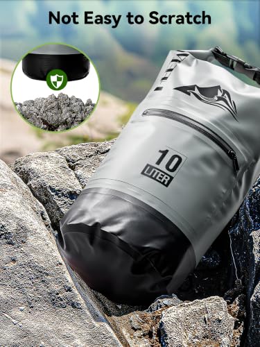Waterproof Dry Bag Backpack with Zippered Pocket (Grey / 40L)