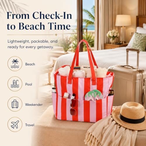 Large Beach Bag for Women (Coral)