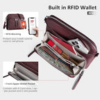 Genuine Leather Crossbody Bags for Women Travel Wallet Purse Burgundy (Burgundy Red)