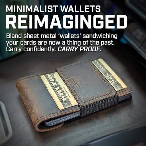 Slim Minimalist Wallets for Men (Operator (1000D Nylon, Black Leather | Satin Gun Metal))