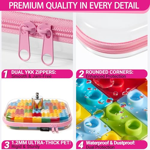 Clear Hard Shell Zipper Cases (Pink / 6 Pack (2L+2M+2S))