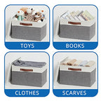 Collapsible Storage Bins Storage Boxes with lid (15×11×9.5 / White&Grey)