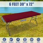 2 Pack Rectangle Spandex Fitted Table Cloth (Wine Red / 72" x 30" (Rectangular))