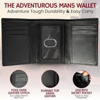 RFID Leather Trifold Wallets for Men ID Window (Rich Black)