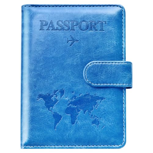 Passport Holder for Travel Essentials (blue / Magnetic Clasp)