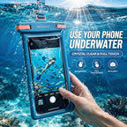 3D Waterproof Phone Pouch with Lanyard (1 Pack - Blue7.0")