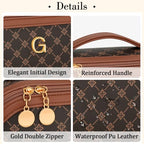 Initial Makeup Bag Personalized Gift for Women Teen Girls (Coffee / G)