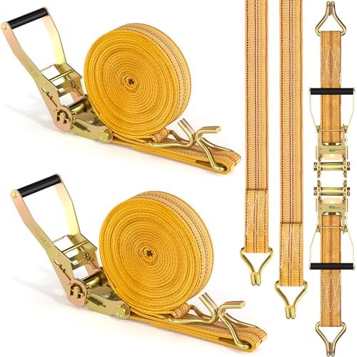 2Pack Ratchet Straps Heavy Duty (2PCS-Yelloe)
