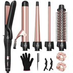 5 in 1 Curling Iron with Thermal Brush and 4 Interchangeable Ceramic Barrels (Curling Iron (1/2"-1 1/2"))