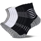 Ankle Compression Socks for Men Athletic Running Socks with Cushioned Support 5 Pairs (Medium / Cushioned‑black+white+grey(5 Pairs))