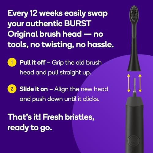 Genuine Replacement Heads for Original Sonic Toothbrush (Black)