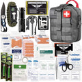 250 Pieces Survival First Aid Kit IFAK EMT Molle Pouch Survival Kit Outdoor Gear Emergency Kits Trauma Bag for Camping Boat Hunting Hiking Home Car Earthquake and Adventures (Wolf Grey)