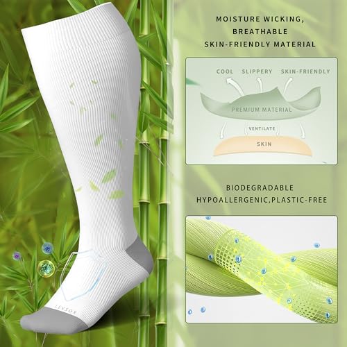 Plus Size Compression Socks for Women&Men Wide Calf 15 (3 Pair-black/White/Wheat / 4X-Large)